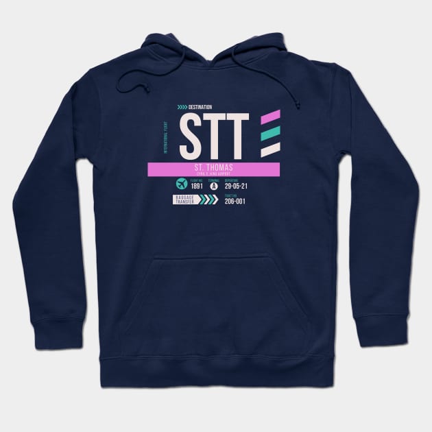 St. Thomas (STT) Airport Code Baggage Tag Hoodie by SLAG_Creative